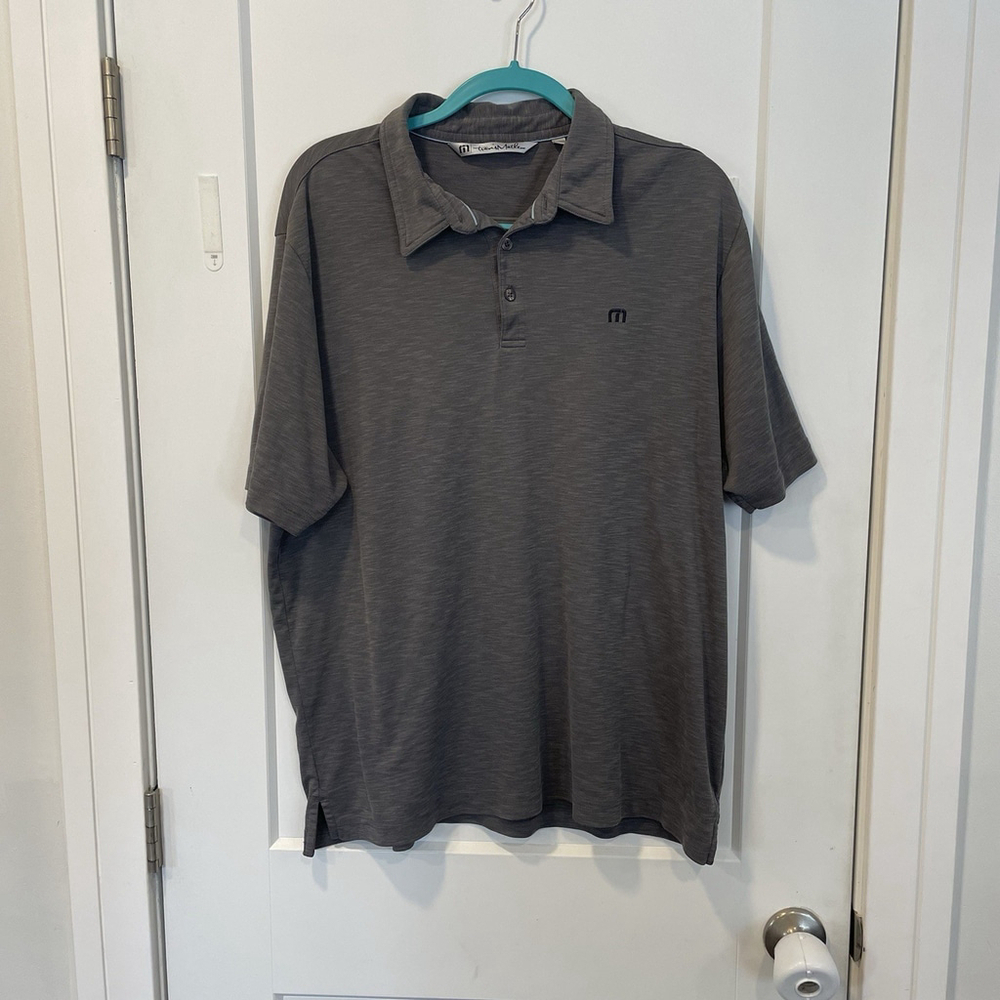 Travis Mathew Polo Shirt Mens XL Gray Solid Pima Cotton Golf Casual Stretch